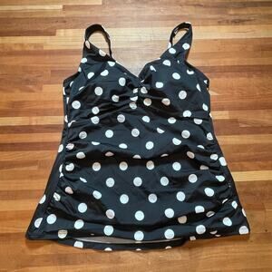 Swim solutions polka dot tankini, Black/white  12